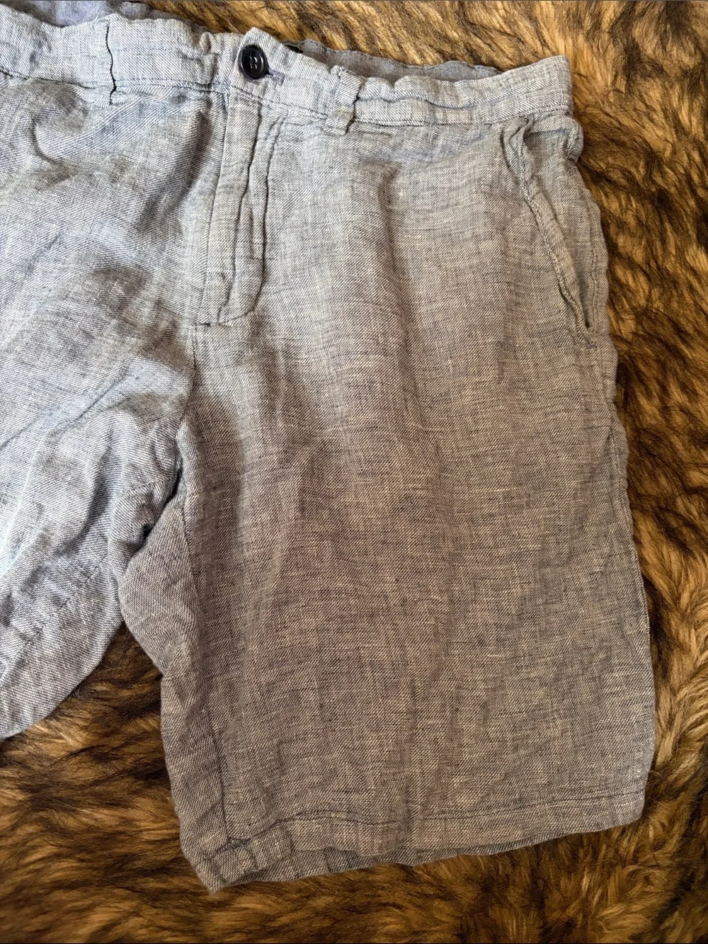 Banana Republic Light Gray Heathered Flat-Front Men's Shorts Size 33